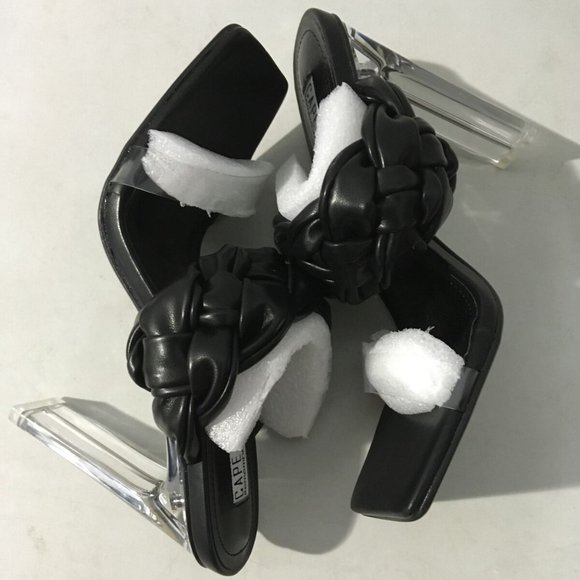 NWT CAPE ROBBIN ZIMMER CLEAR CHUNKY BLOCK HEELS BLACK 5.5 - Picture 12 of 13